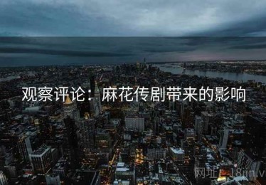 观察评论：麻花传剧带来的影响